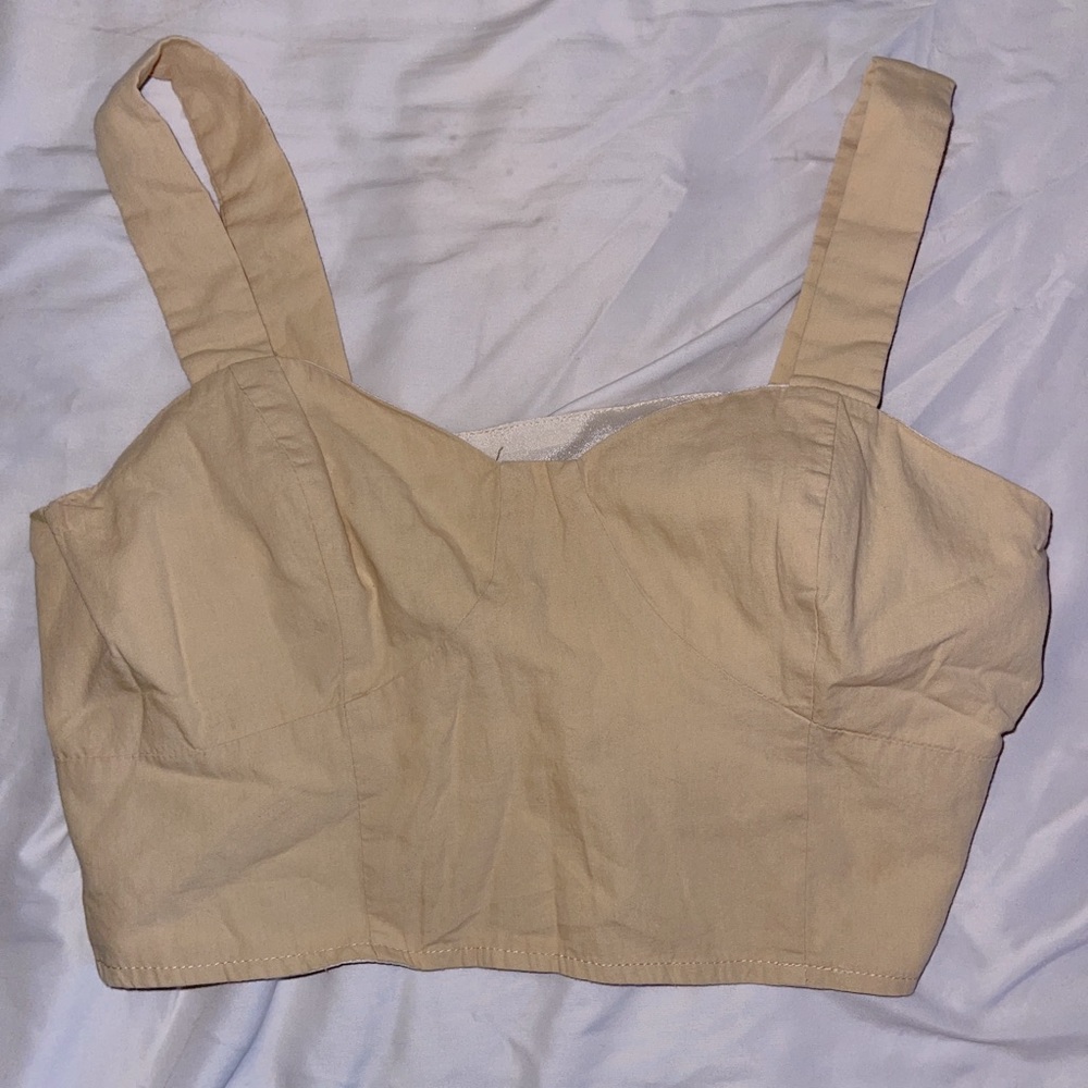 TAN BUSTIER CROP-TOP